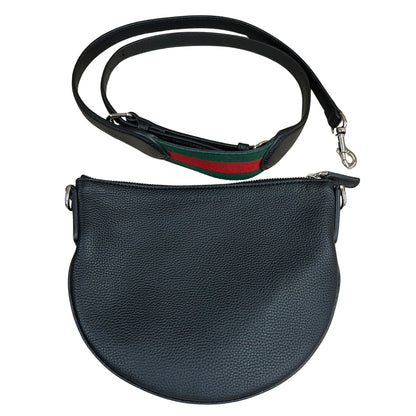 Onesizestore Gucci Mini Half Moon Bag in Grainy Leather with Gucci Script 
