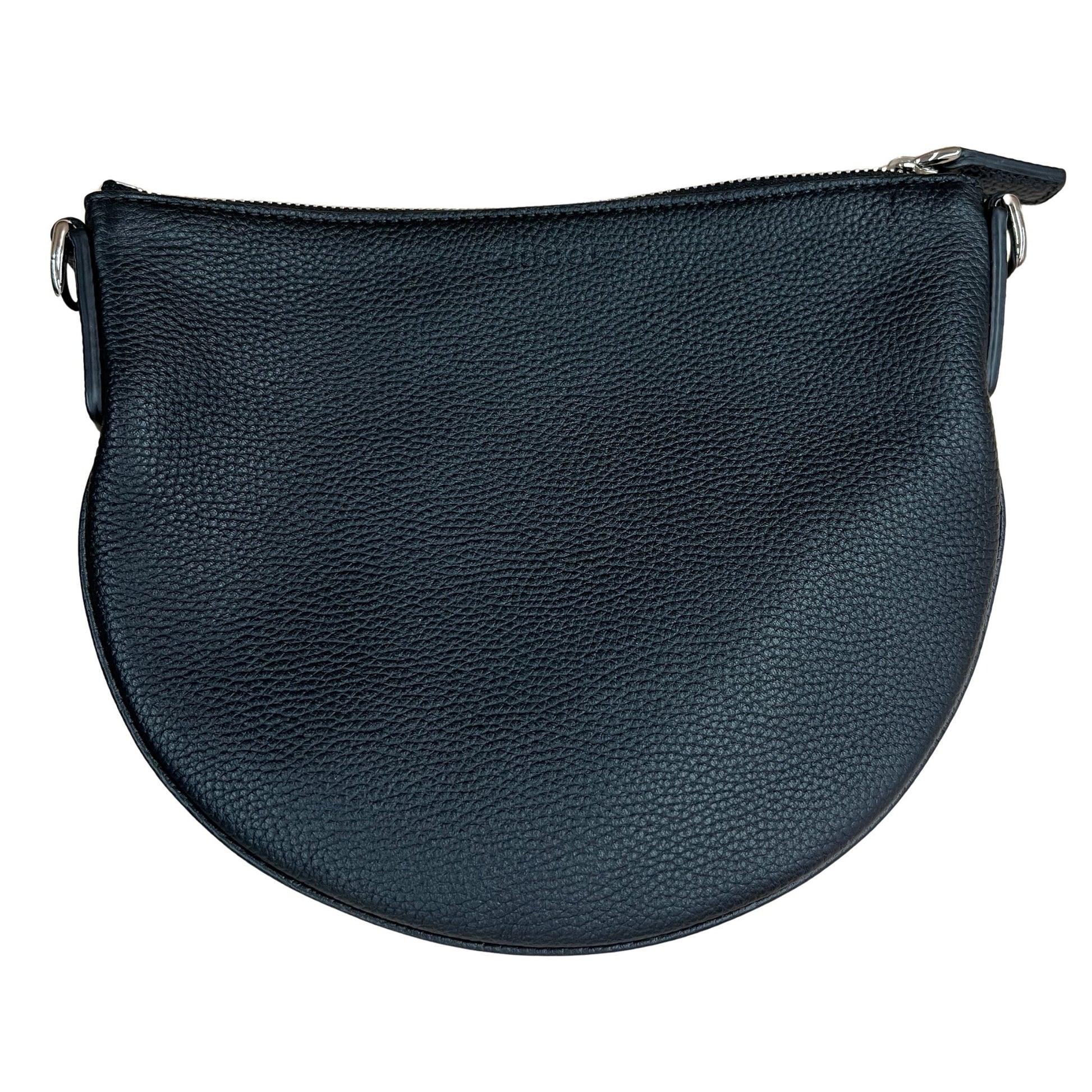 Onesizestore Gucci Mini Half Moon Bag in Grainy Leather with Gucci Script 