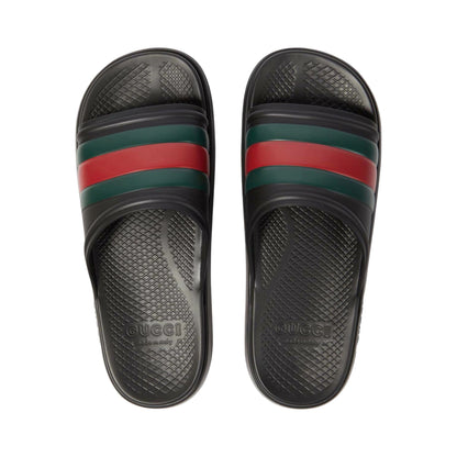 Onesizestore Gucci Sandalo Web Rubber Slides 780286 160