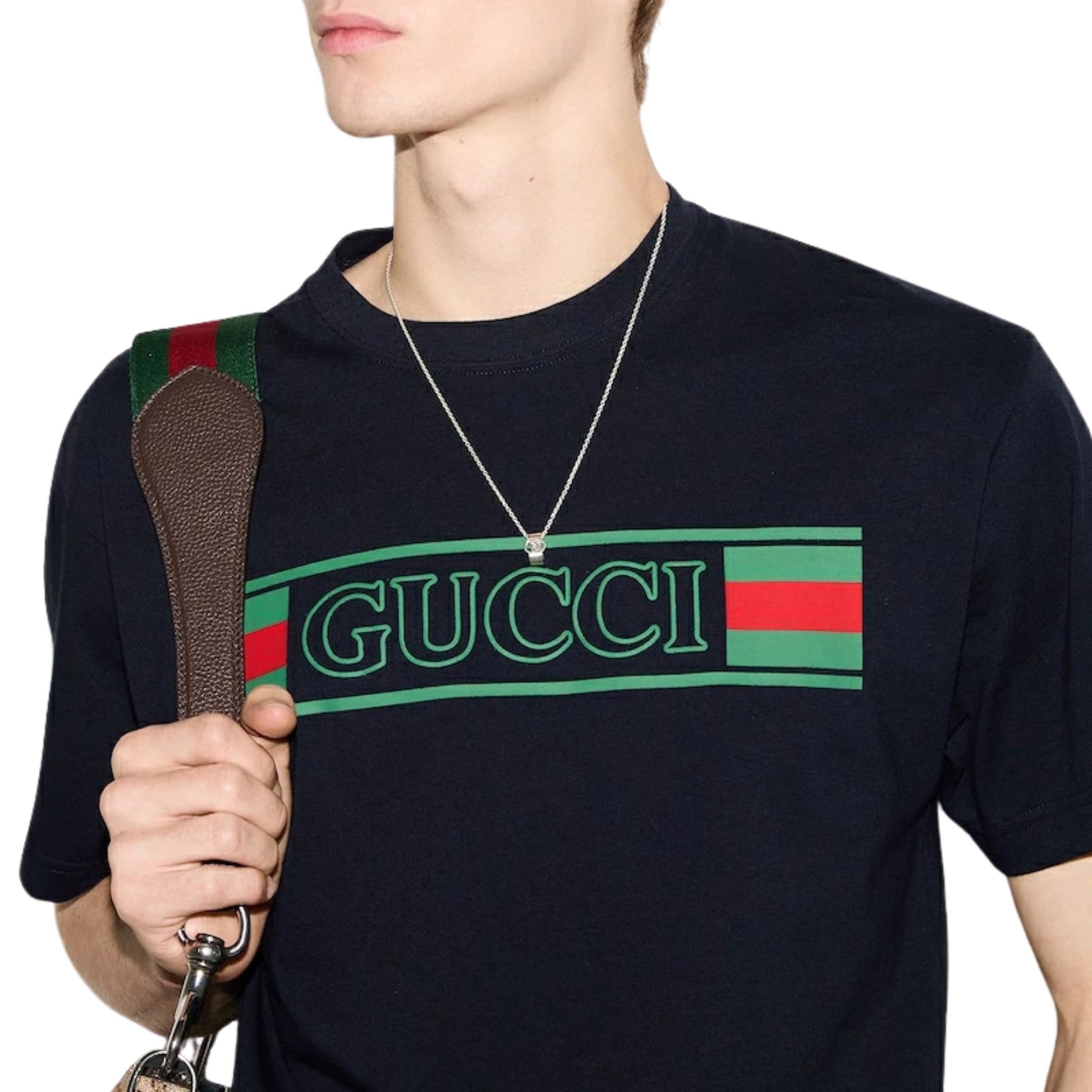 Onesizestore Gucci T-shirt In Jersey Di Cotone Stampa Banner Gucci Web 796395 XJG3P 4735