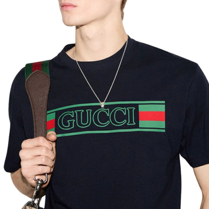 Onesizestore Gucci T-shirt In Jersey Di Cotone Stampa Banner Gucci Web 796395 XJG3P 4735