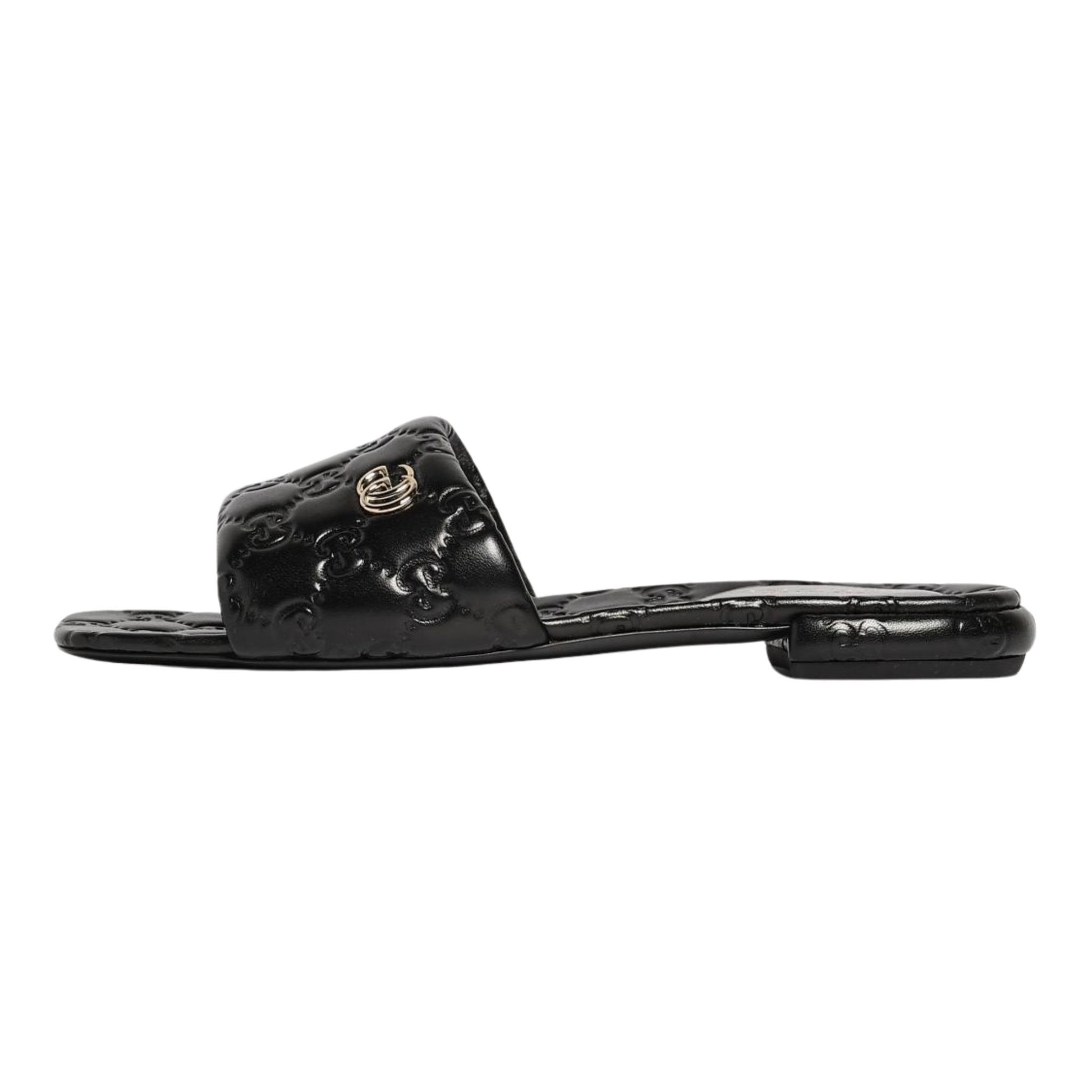 Onesizestore Gucci Women’s Slide Sandal with Double G in GG Leather 816330 AAEA2 1000